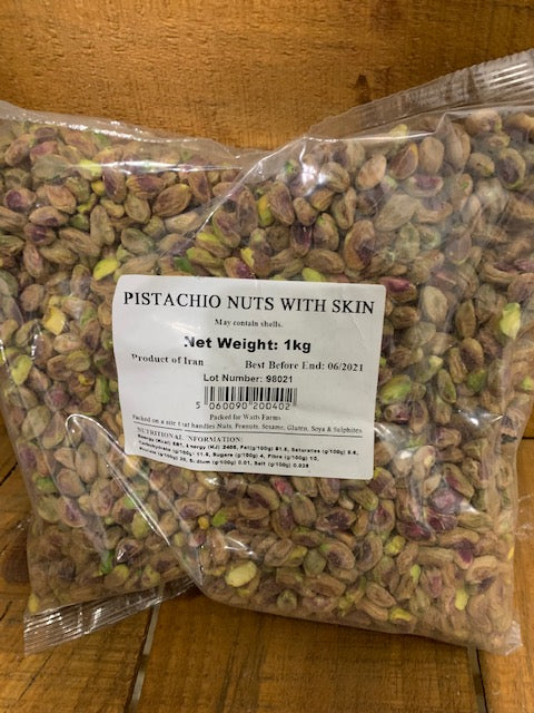Pistachio Nuts - Shelled - Skin on - 1kg