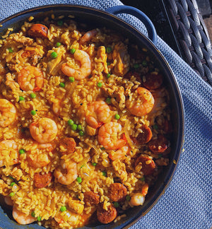 Prawn & Chorizo Paella with Fresh Peas