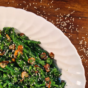 Garlic & Sesame Purple Sprouting Broccoli