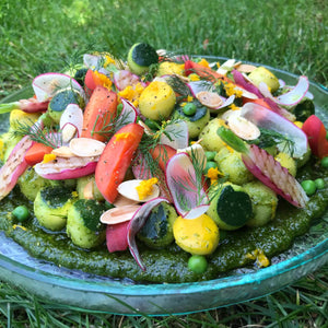 Andy Aston's Salad of Courgettes, Grilled Radish, Apricots & Almond