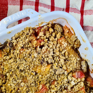 Forced Yorkshire Rhubarb Crumble with Oats and Pecans