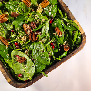 Vegan Quinoa, Spinach, Pomegranate & Pecan Salad