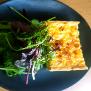 Nick Wood's Leek, Mature Cheddar & Honey Quiche with Spring Salad