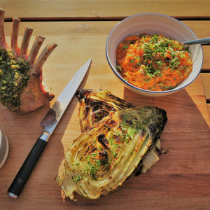 Jack O'Donovan's Herb Crusted Rack of Lamb, sweet potato mash, barbecued cabbage & salsa verde